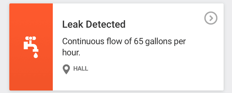 Eye on water app leak detected alert